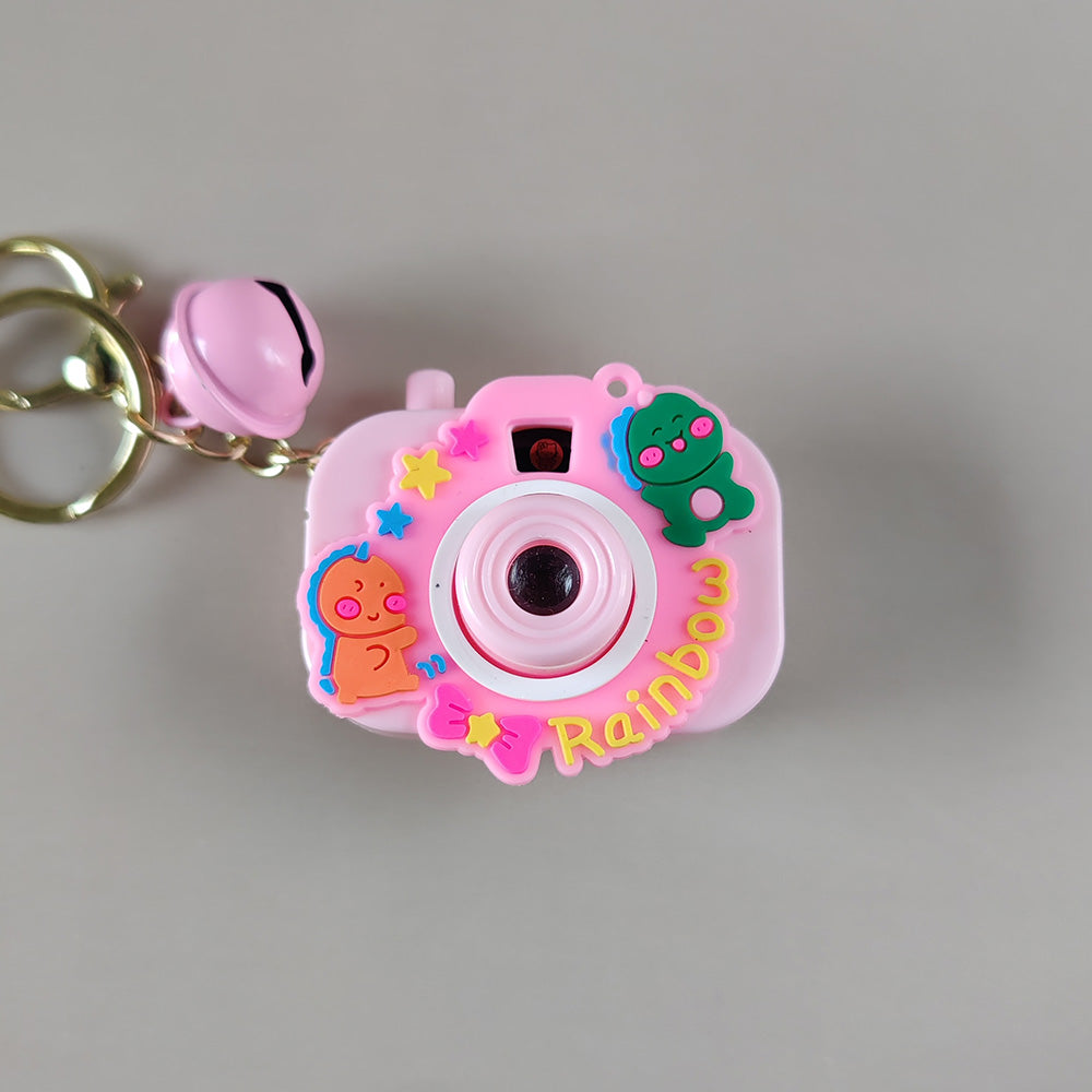 Pink Rainbow Cute Camera Keychain with Picture Projector