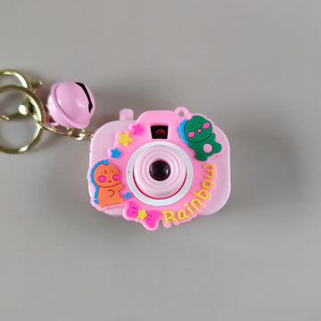 Pink Rainbow Cute Camera Keychain with Picture Projector