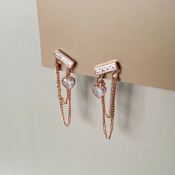 Cascade Chain Earrings - Rose Gold