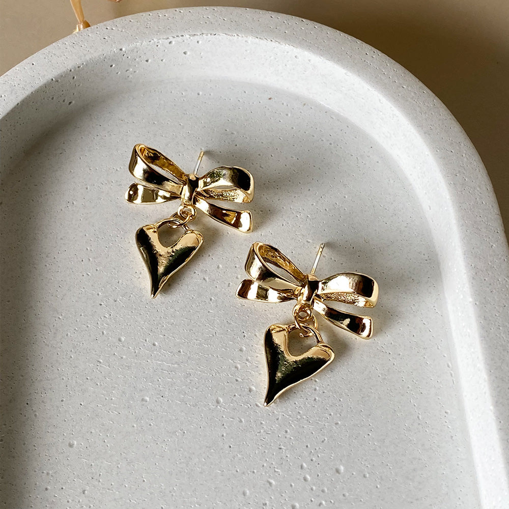 Luxe Ribbon Heart Earrings