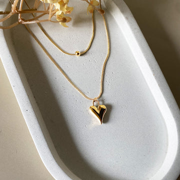Golden Heart Double Layer Necklace
