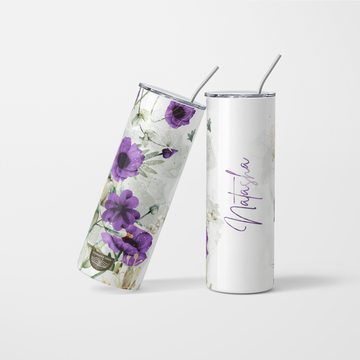 Personalised Floral Tumbler With Name - 600ml
