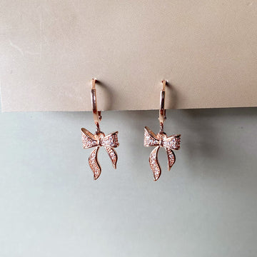 Sparkling Bow Earrings - Rosegold