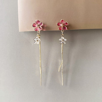 Twin Bloom Drop Earrings - Gold (Anti-Tarnish)