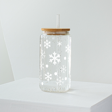 Snow Flakes Glass Tumbler - Clear 540 ml