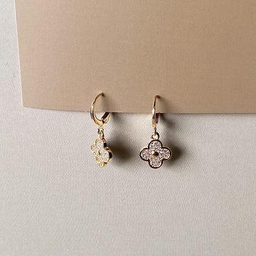 Mini Crystal Clover Hoops