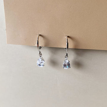 Mini Crystal Teardrop Earrings - Silver