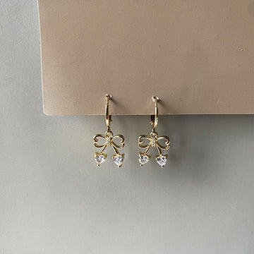 Sweetheart Bow Hoop Earrings - Gold