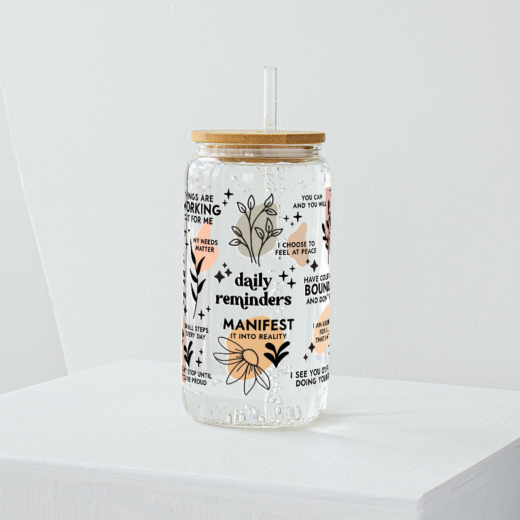 Daily Reminders Glass Tumbler - Clear 540 ml