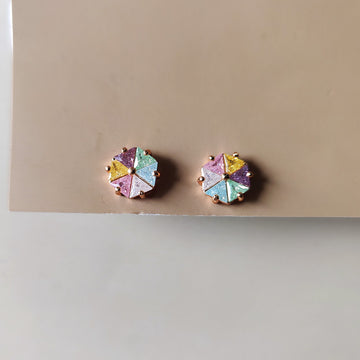 Pastel Pinwheel Stud Earrings - Gold