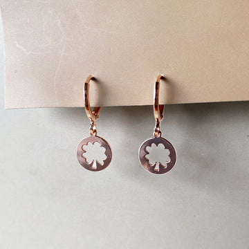 Mini Lucky Clover Earrings - Rose Gold