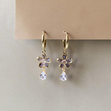 Floral Teardrop Earrings - Gold (Anti-Tarnish)