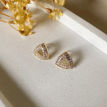 Crystal Triangle Stud Earrings