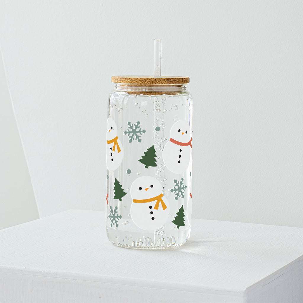 Christmas Snowman Glass Tumbler - Clear 540 ml