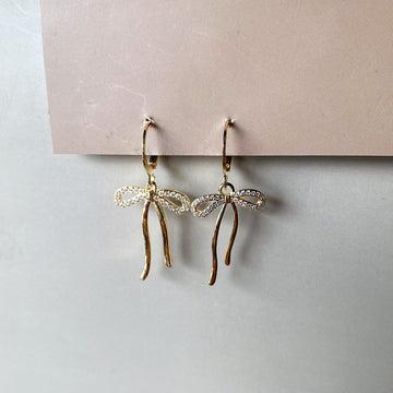 Ribbon Drop Hoop Earrings