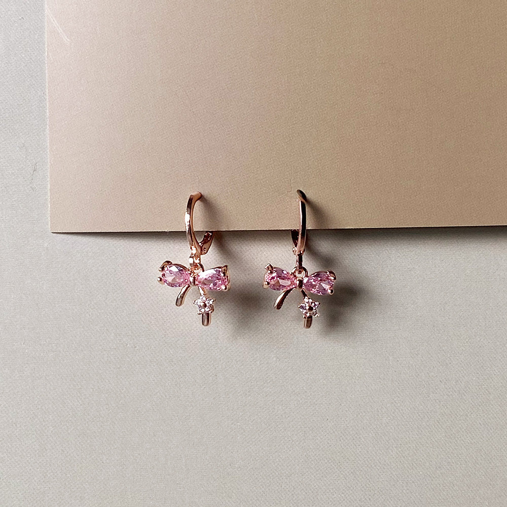 Mini Rosy Bow Hoops