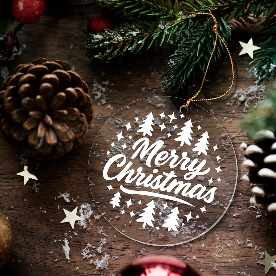 Merry Christmas Acrylic Christmas Tree Ornament