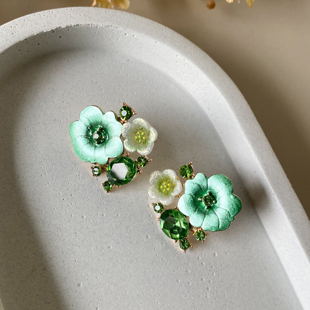 Enchanted Mint Garden Stud Earrings