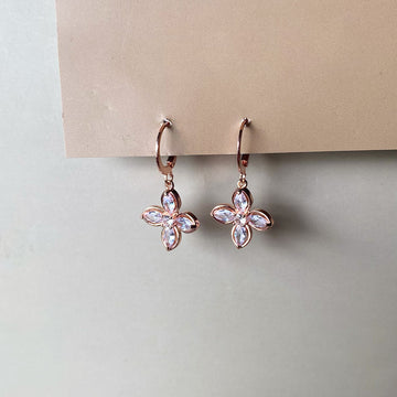 Blossom Crystal Hoop Earrings - RoseGold