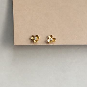 Golden Bloom Ball Back Earrings - Gold