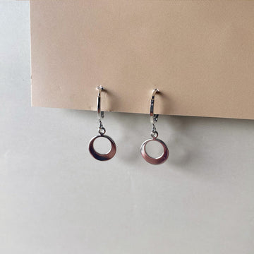 Mini Luna Loop Drop Earrings - Silver