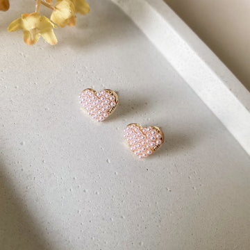Blush Pearl Heart Studs