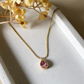 Rosé Teardrop Pendant Necklace