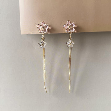 Twin Bloom Drop Earrings - Gold (Anti-Tarnish)