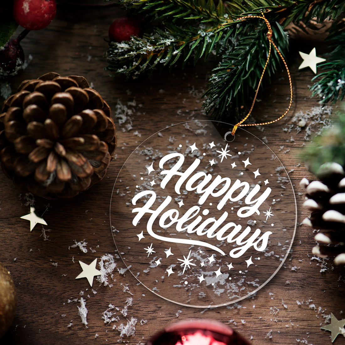 Happy Holidays Acrylic Christmas Tree Ornament