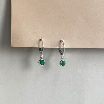 Emerald Glow Earrings - Silver