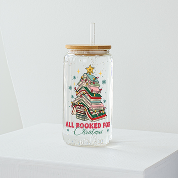 All Booked For Christmas Glass Tumbler - Clear 540 ml