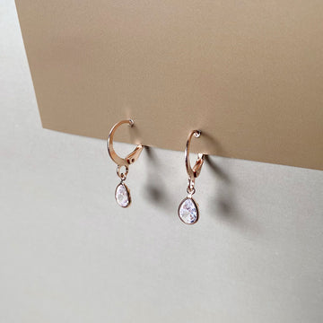 Mini Blush Teardrop Earrings - Rose Gold