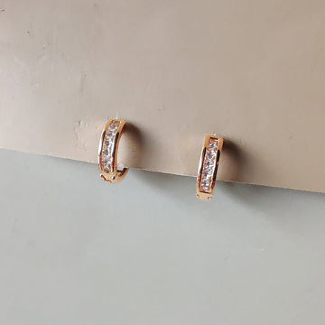 Mini Sparkle Huggie Earrings - Rose Gold