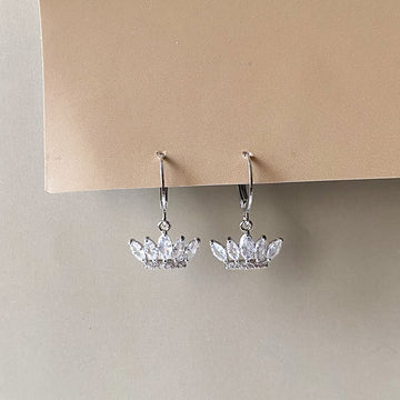 Royal Tiara Earrings - Silver (Anti-Tarnish)