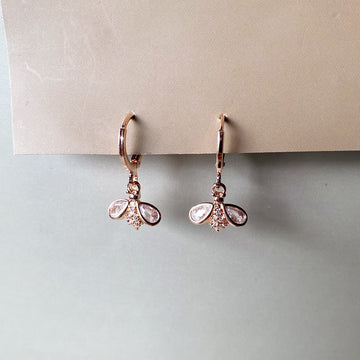 Mini Bumble Charm Earrings - Rosegold