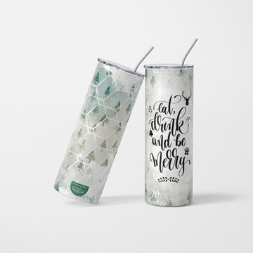 Eat Drink And Be Merry Christmas Tumbler - 600ml