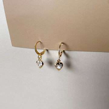 Mini Crystal Heart Earrings