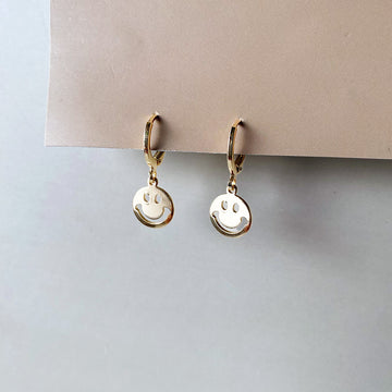 Gold Smiley Face Hoop Earrings