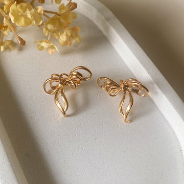 Golden Flow Bow Earrings