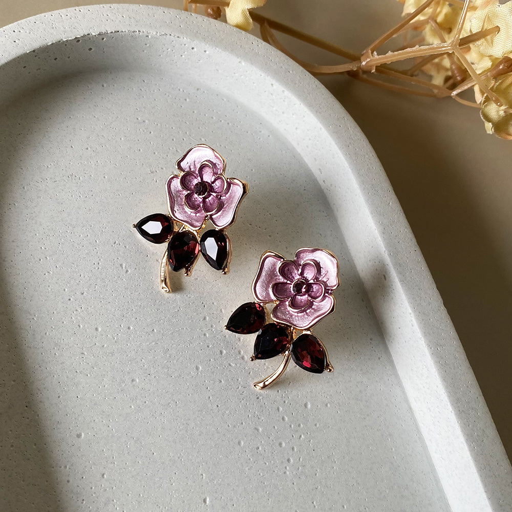 Blush Wine Blossom Stud Earrings