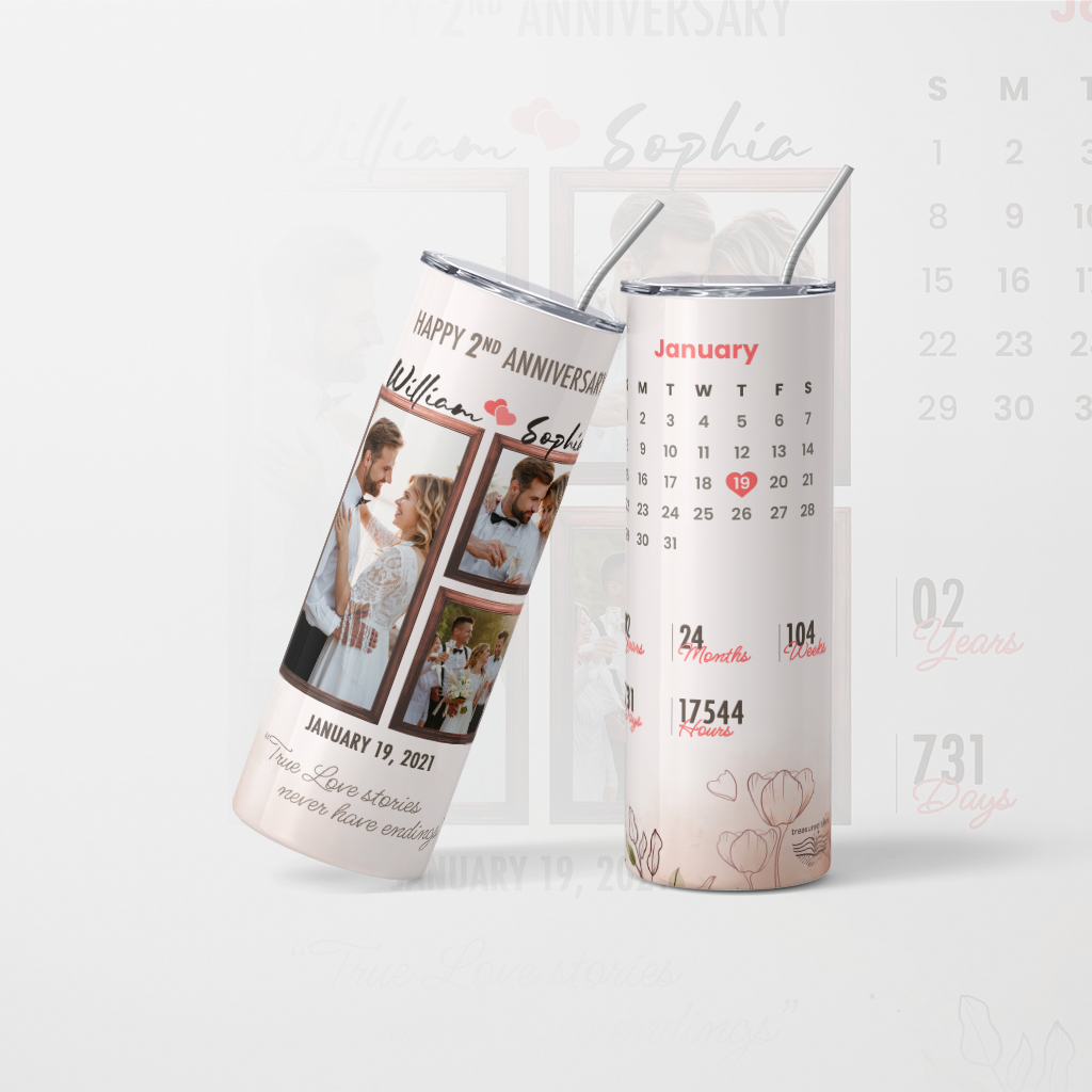 Personalised wedding tumbler with 3 photo - 600 ml