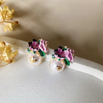 Floral Pearl Stud Earrings