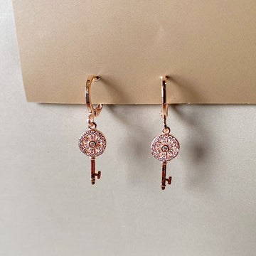 Mini Secret Keeper Key Earrings - RoseGold