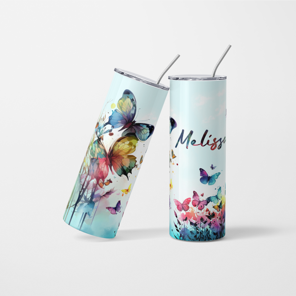 Personalised Butterfly Tumbler With Name - 600ml