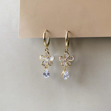 Floral Teardrop Earrings - Gold (Anti-Tarnish)