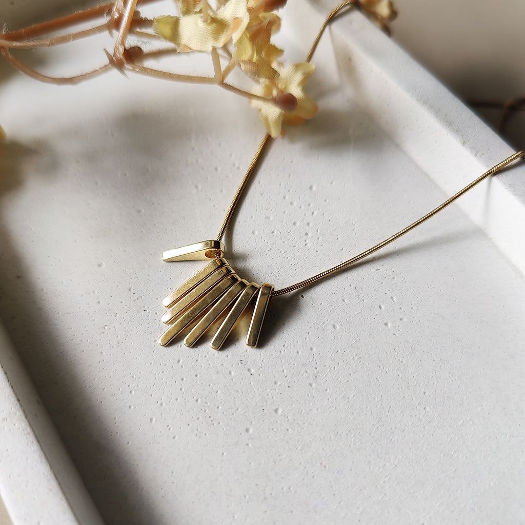 Golden Fan Drop Necklace