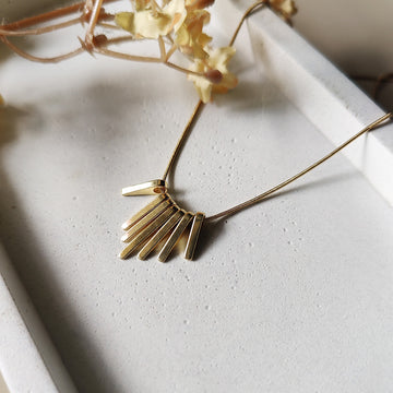Golden Fan Drop Necklace