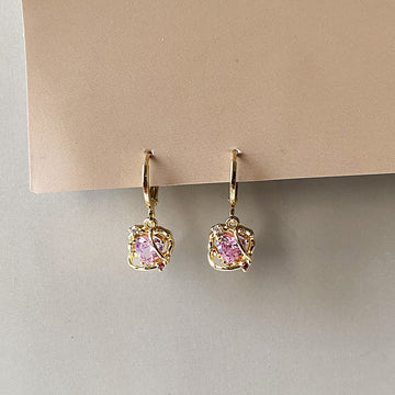 Rosy Heart Earrings - Gold (Anti-Tarnish)