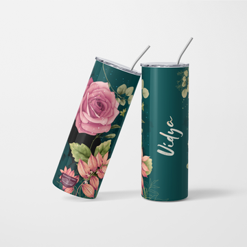 Personalised Floral Tumbler With Name - 600ml