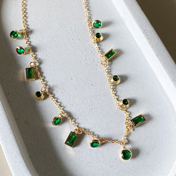 Emerald Charm Cascade Necklace